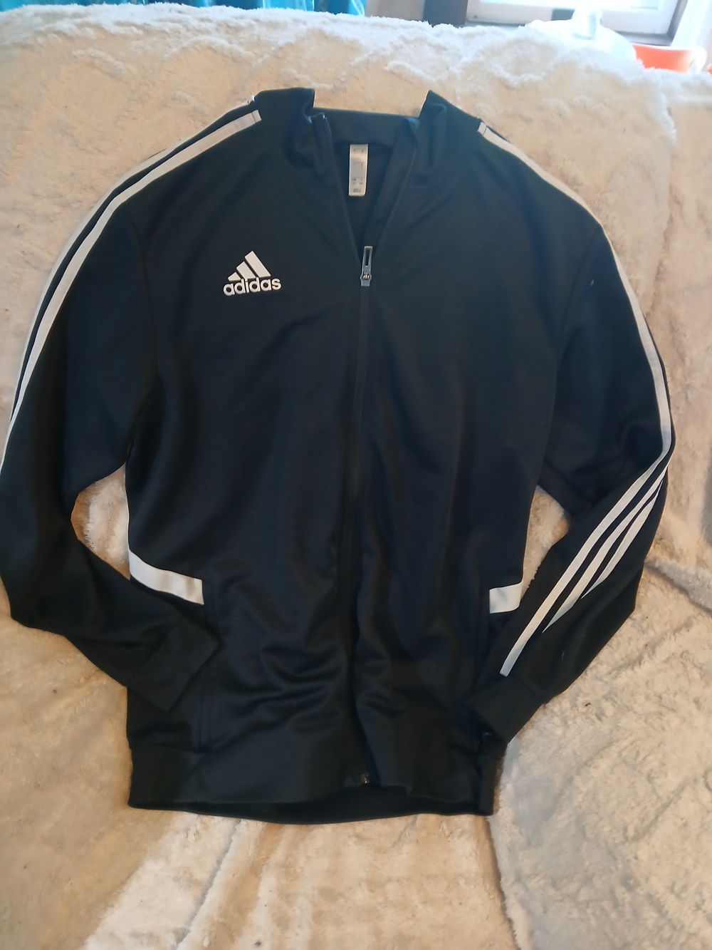 adidas Black Lightweight Track Jacket with White Stripes